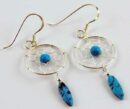 Earring Silver Dream Catcher Turquoise 16mm