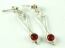 Earring Silver Fancy Dropper Stone Carnelian