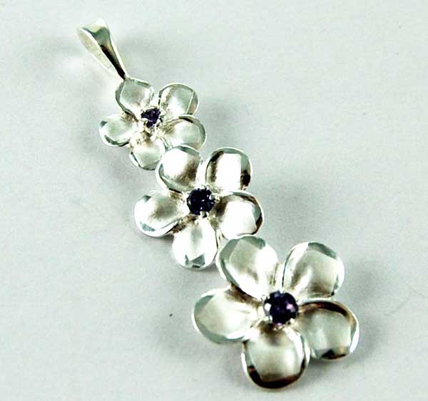 Pendant Silver Flowers 42mm