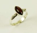 Ring Silver Raised Garnet Stone
