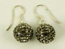 Silver Earring Drop Black 12mm