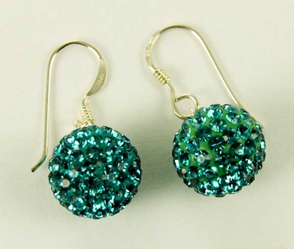 Silver Earring Drop Blue 12mm
