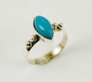 Ring Silver Raised Turquoise Stone