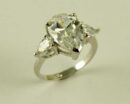 Ring Silver Tear Drop Clear CZ Stone W14mm