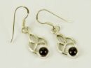 Earring Knot With Garnet Stone Drop 20mm