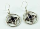 Earring Amethyst Cabochon Flower In Circle