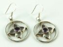 Earring Amethyst Cut Flower In Circle
