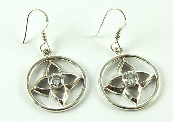 Earring Clear Cut Flower In Circle