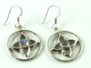 Earring Moonstone Cabochon Flower In Circle