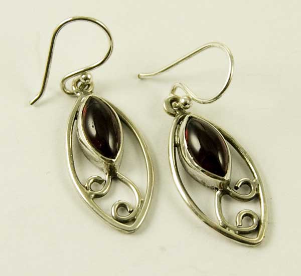 Silver Earring Oval Swirl