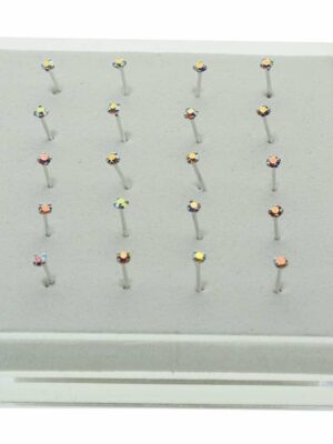 Nose Stud Silver AB Claw 20pcs