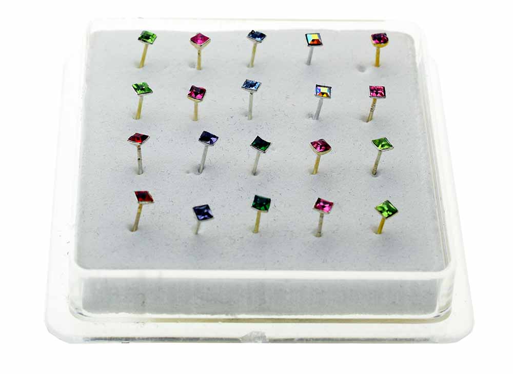 Nose Stud Silver 20pcs 2x2mm