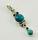 Pendant Silver Circle Drop Turquoise