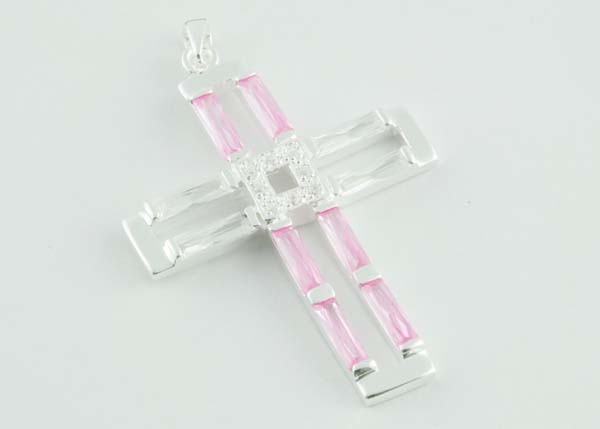 Pendant Silver Cross Colour Stone