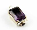 Pendant Silver Rect Stone Amethyst