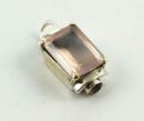 Pendant Silver Rect Stone Rose Quartz
