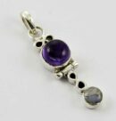 Pendant Silver Circle Drop Amethyst