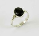Ring Silver Black Onyx Plain Oval Stone