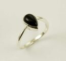 Ring Silver Black Onyx Plain Tear Drop