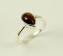 Ring Silver Garnet Plain Tear Drop
