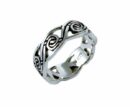 Ring Silver Band Swirl Cut