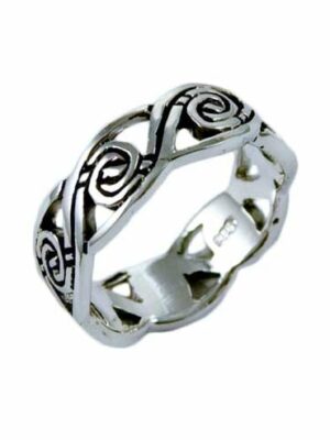Ring Silver Band Swirl Cut
