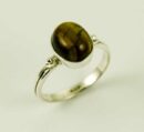 Ring Silver Tiger Eye Plain Oval Stone