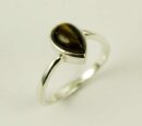 Ring Silver Tiger Eye Plain Tear Drop