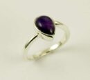 Ring Silver Amethyst Plain Tear Drop