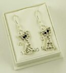 Silver Earring Cat CZ L30mm