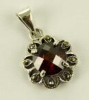 Silver Pendant Stone Red