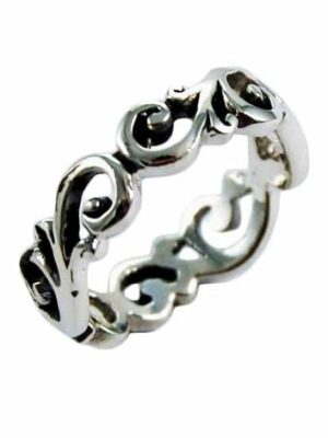 Silver Ring Swirly Cut Band