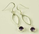 Silver Earring Oval Drop Amethyst