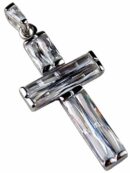 Pendant Silver Cross Clear 41mm