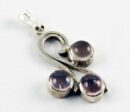 Pendant Silver Rose Quartz 3 Stone Swirls