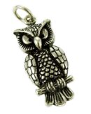 Pendant Silver Owl On Perch