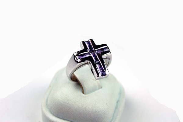 Ring Silver Cross Stone Centre