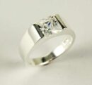 Ring Silver With Square Clear Cz Stone