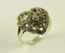 Ring Silver Heart Marcasites