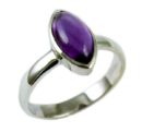 Silver Ring Amethyst Tear Drop