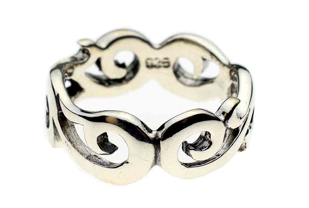 Silver Ring Floral Swirl Cut