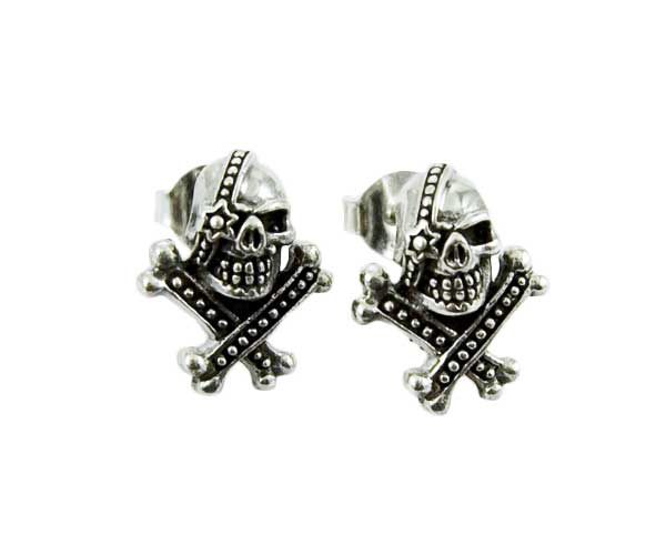 Earring Silver Stud Skull