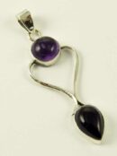 Silver Pendant Double Stone