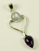 Silver Pendant Double Stone