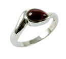 Silver Ring Garnet Tear Drop