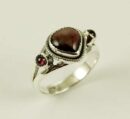 Ring Silver Triple Garnet Stone