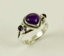 Ring Silver Triple Amethyst Stone