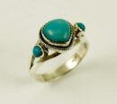 Ring Silver Triple Turquoise Stone
