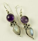 Silver Earring Double Stone