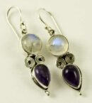 Silver Earring Double Stone